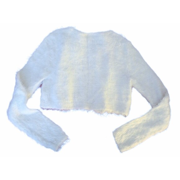 Children's Place White Fuzzy Cropped Cover Up Cardigan Sweater sz Med 7/8 Girls - Picture 3 of 4
